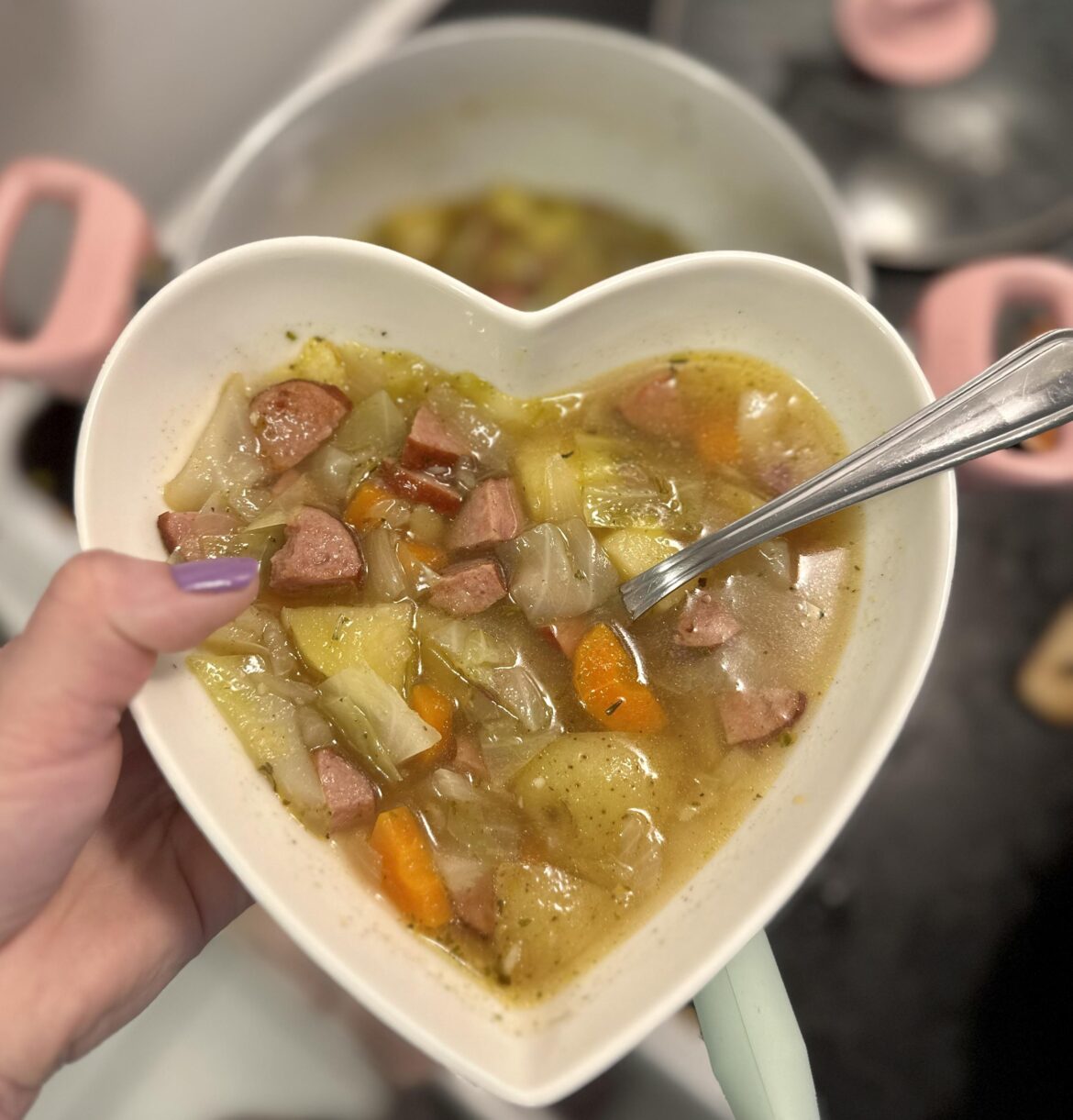 Cabbage, potato, kielbasa soup!