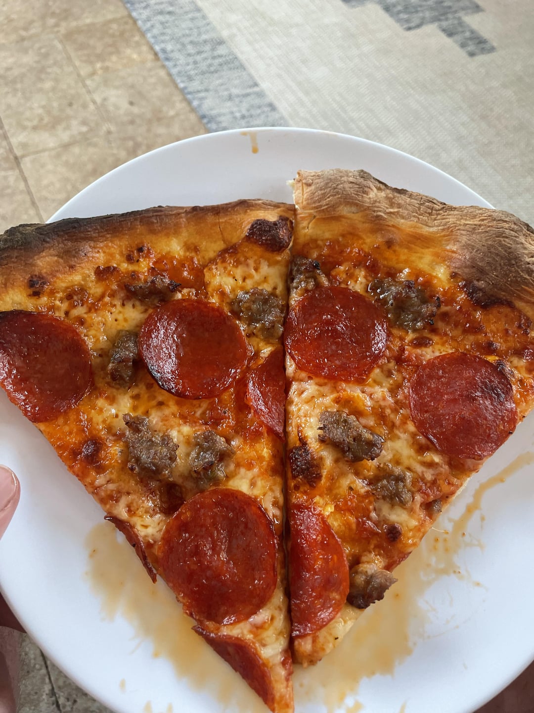 NY Style Pepperoni and Sausage, Whole Milk Mozzarella and provolone