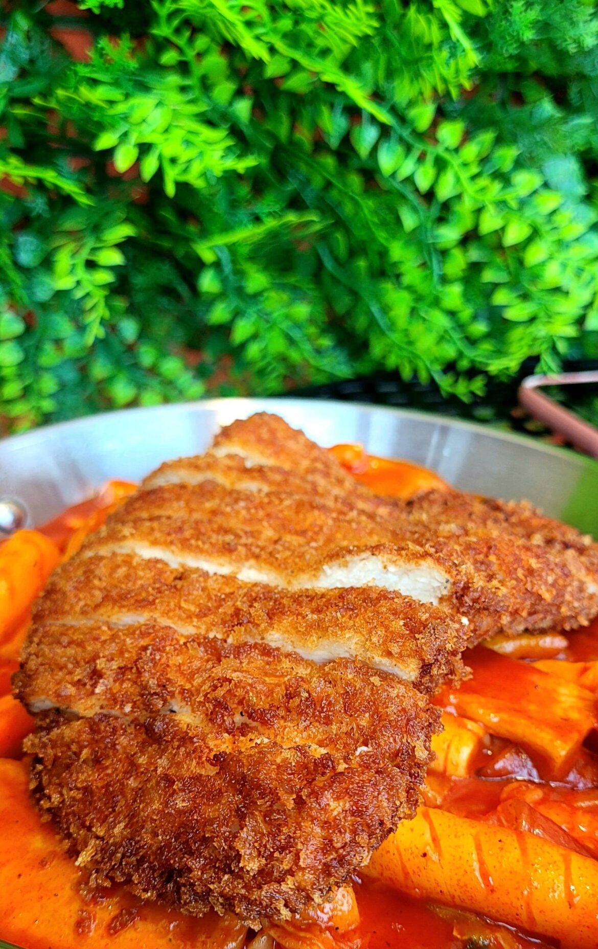Chicken katsu over tteokbokki @ Katsu Bar