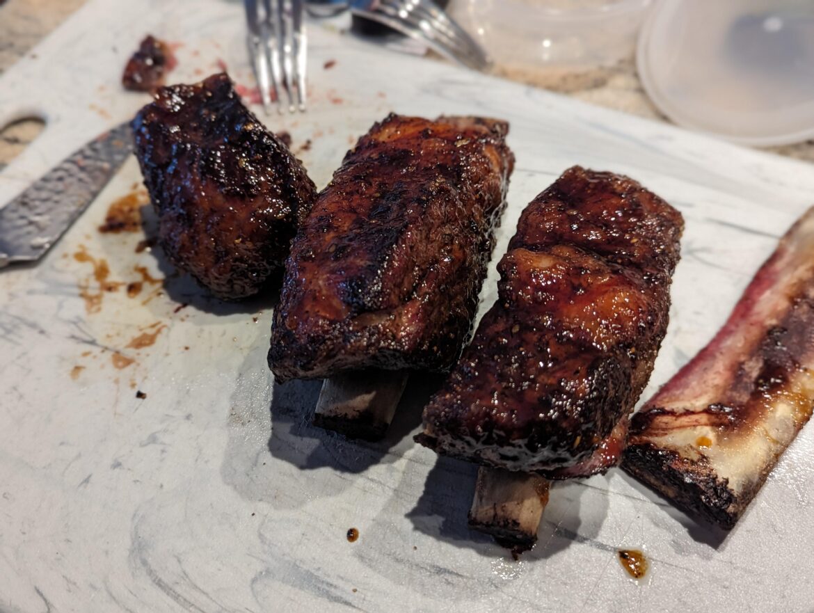 Sous vide short ribs, air fryer finish; Korean glaze