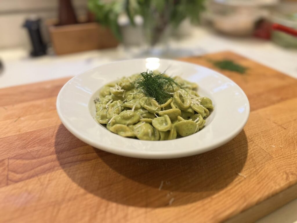 I made Creamy Orecchiette With Spring Onions, Fennel, and Bacon