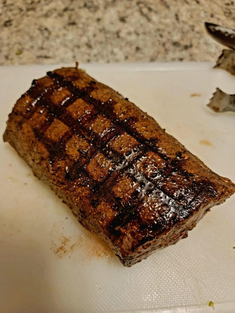 Venison backstrap - 1hr at 130, then sear on grill pan with rosemary and thyme.