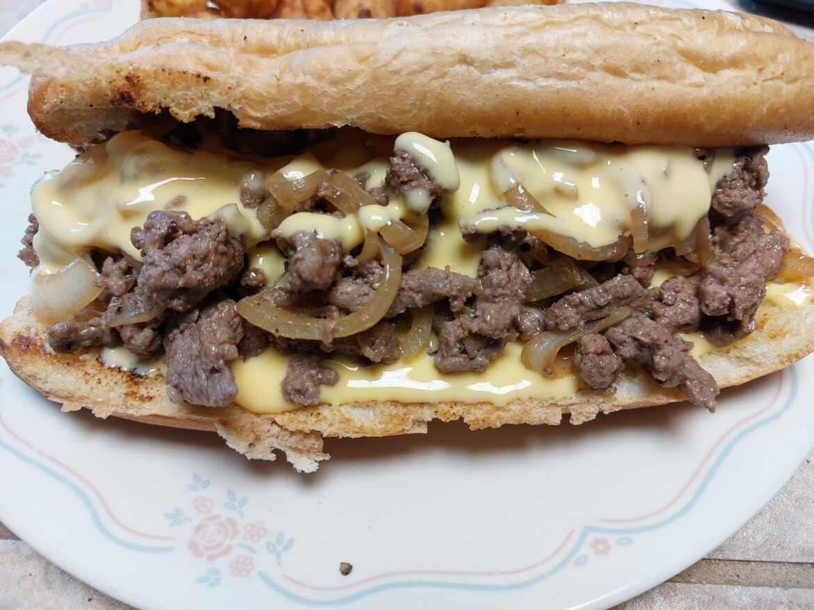 Cheesy steak sandwich