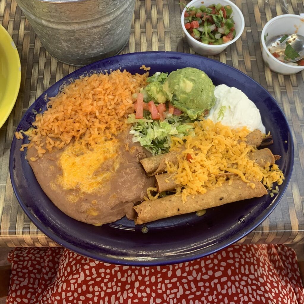 dinner estimate: beef flautas plate, pozole, chips & salsa?