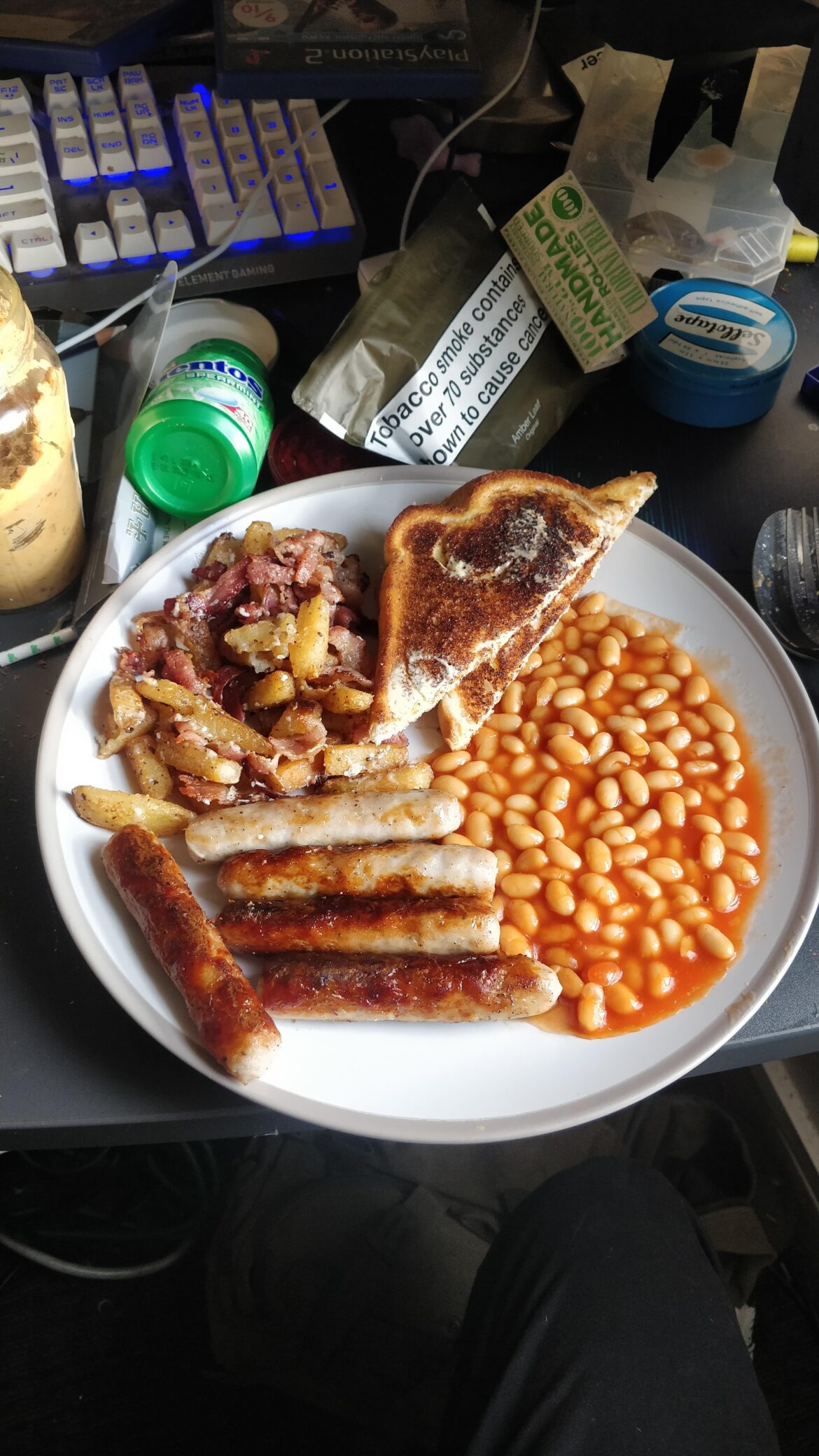 Ran out of eggs! 😱 substituted with an extra chipolata ;)