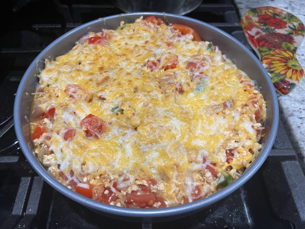 Spaghetti Squash Tofu Mexican Skillet