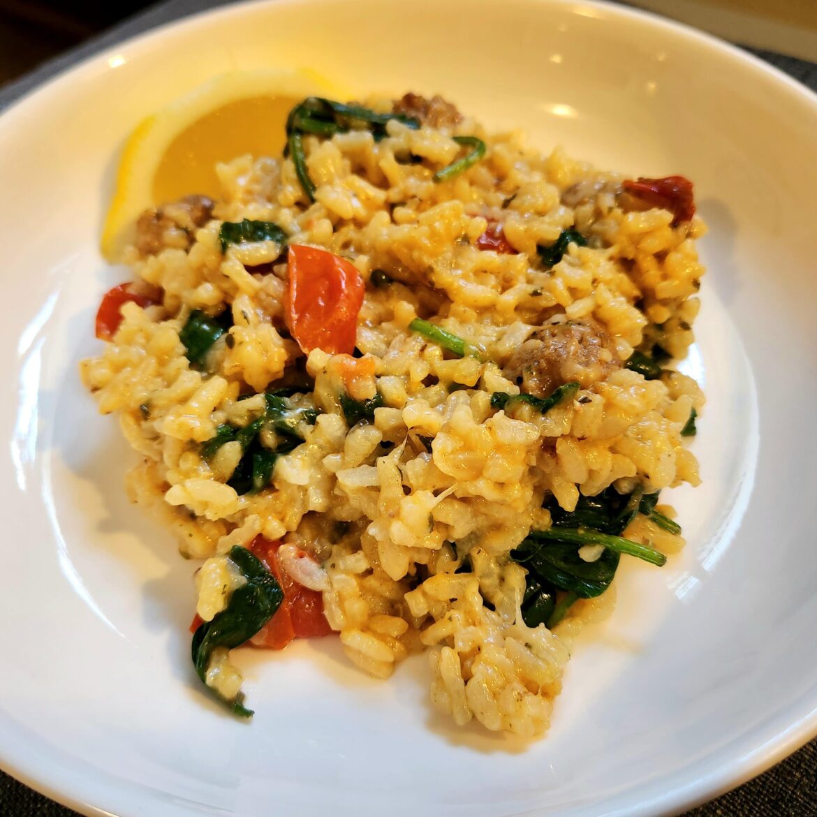 Baked Chorizo, Cherry Tomato & Spinach Risotto 10/10