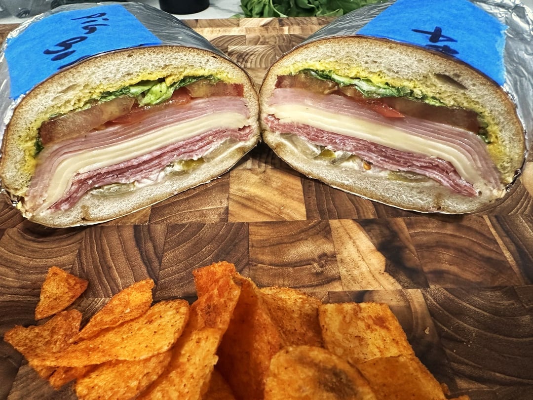 sub sandwich salami, ham and muenster w/deli dressing, giardiniera