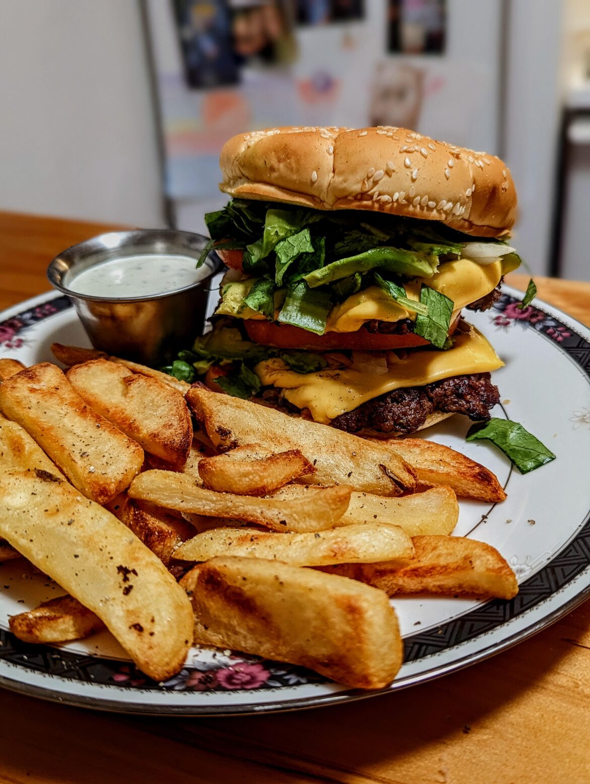 [Homemade] Double Cheeseburger w/Steak Fries