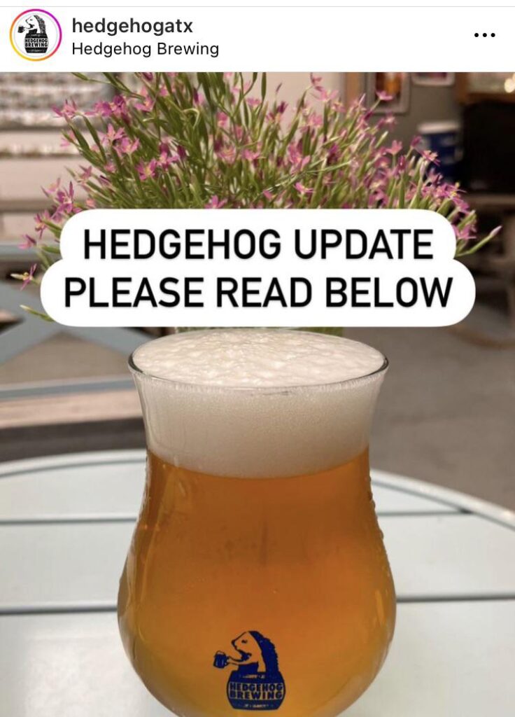 Hedgehog Brewery is Closing