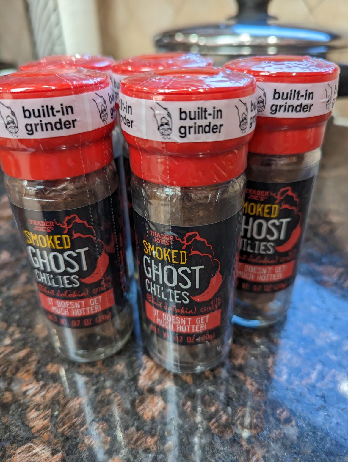 Trader Joe's smoked ghost chilies are back - stock up, they are seasonal.