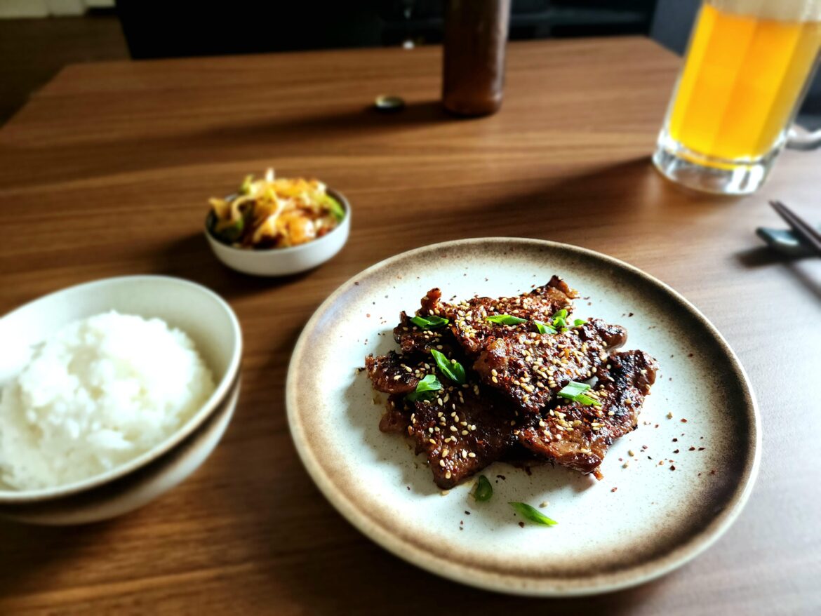 Homemade Bulgogi and Kimchi with rice