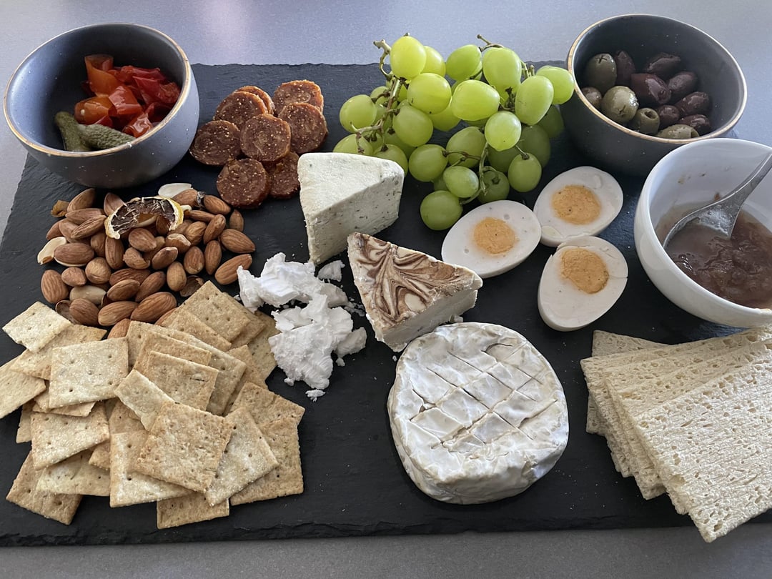 Impromptu charcuterie board with some goodies from Food Fight in PDX