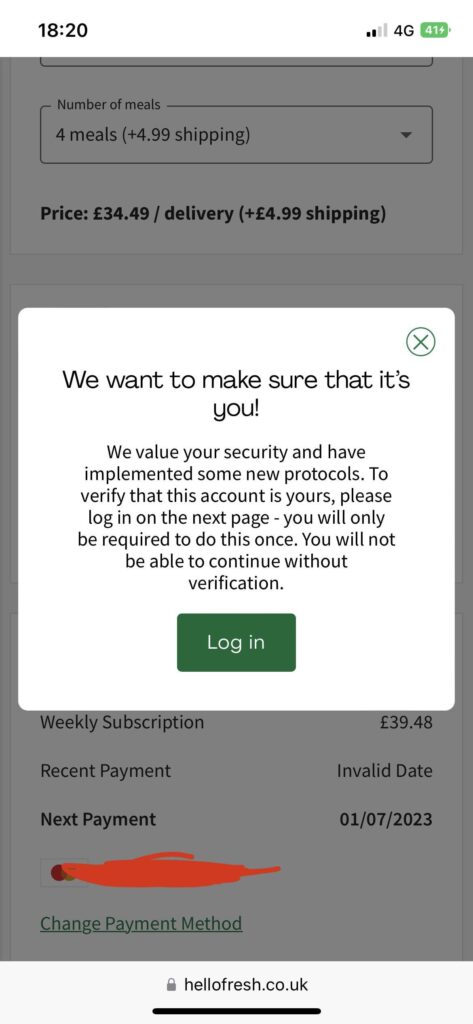Cant change address, wont let me click the ‘log in’ button, anyone know how to help?