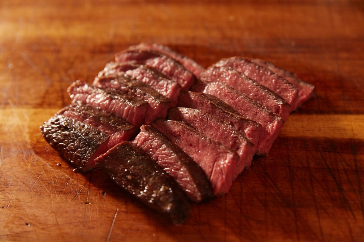 The flat iron is marinated with red wine, rosemary and other marinades, making the flavor more intense.