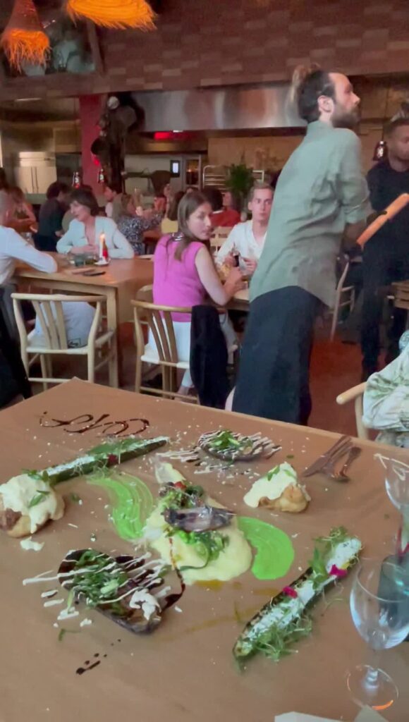 Can I have my plate of food? And also can you button your shirt please?