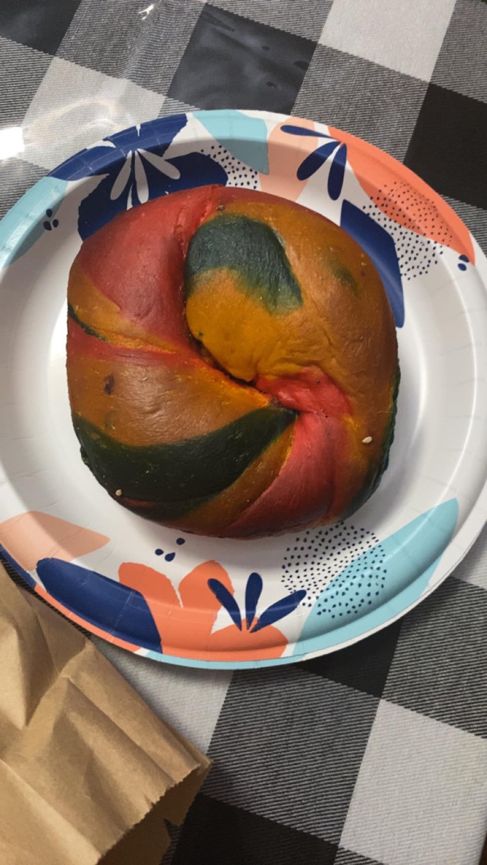 calorie estimate in this rainbow bagel from a local bagel shop