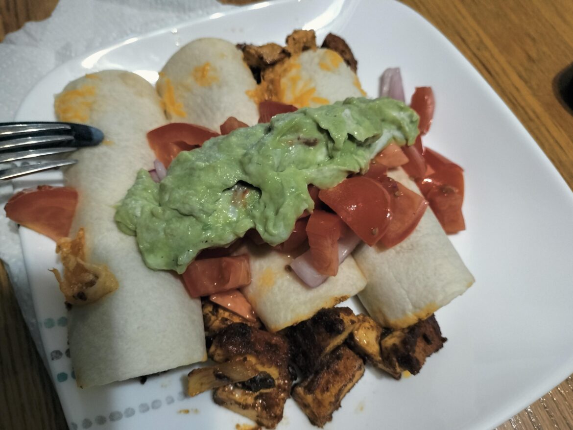 Fully loaded tofu taquitos