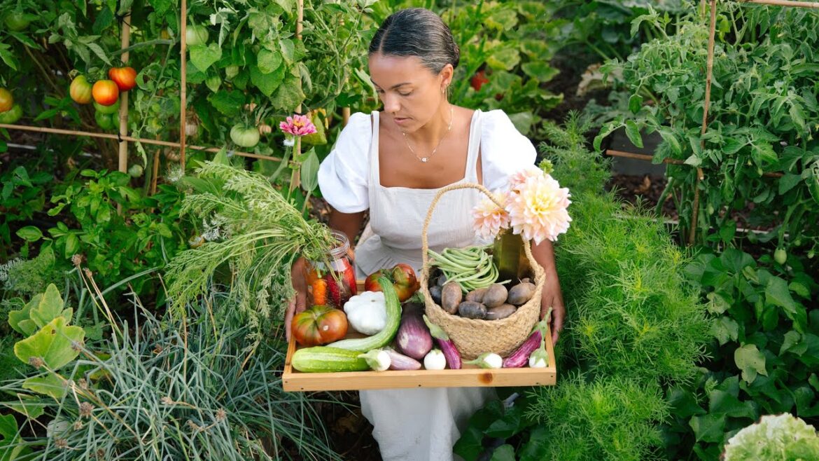 TOUR MY SUMMER VEGETABLE GARDEN | Harvesting & Cooking (Countryside Life)
