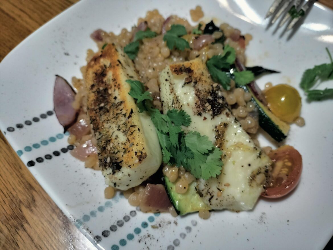 Zaatar crusted grilling cheese