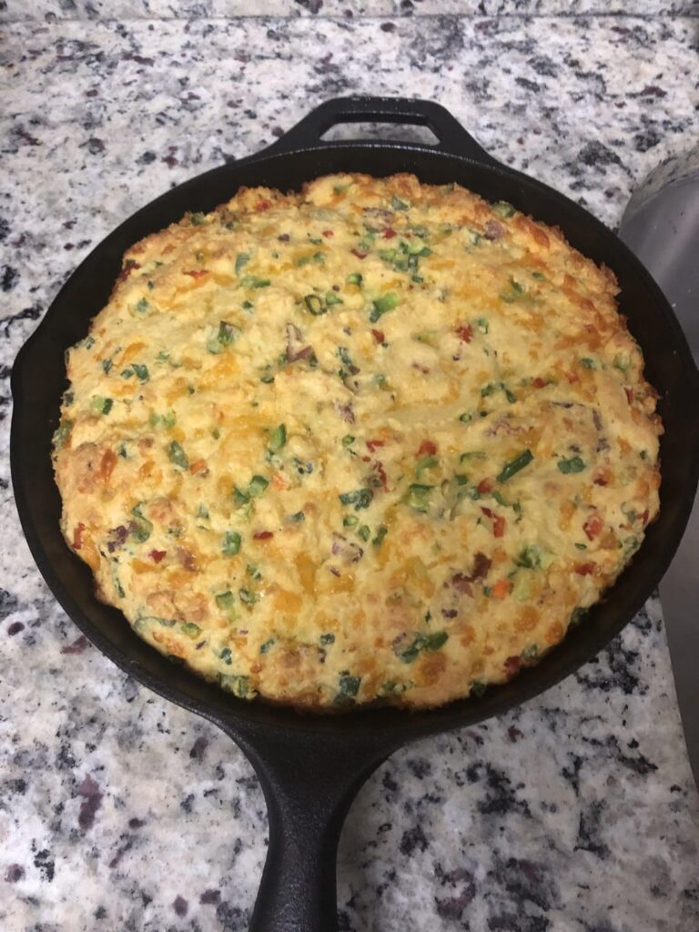 Cheddar, Bacon, Jalapeño, and Scallion Cornbread. In the 10.5 “ Lodge