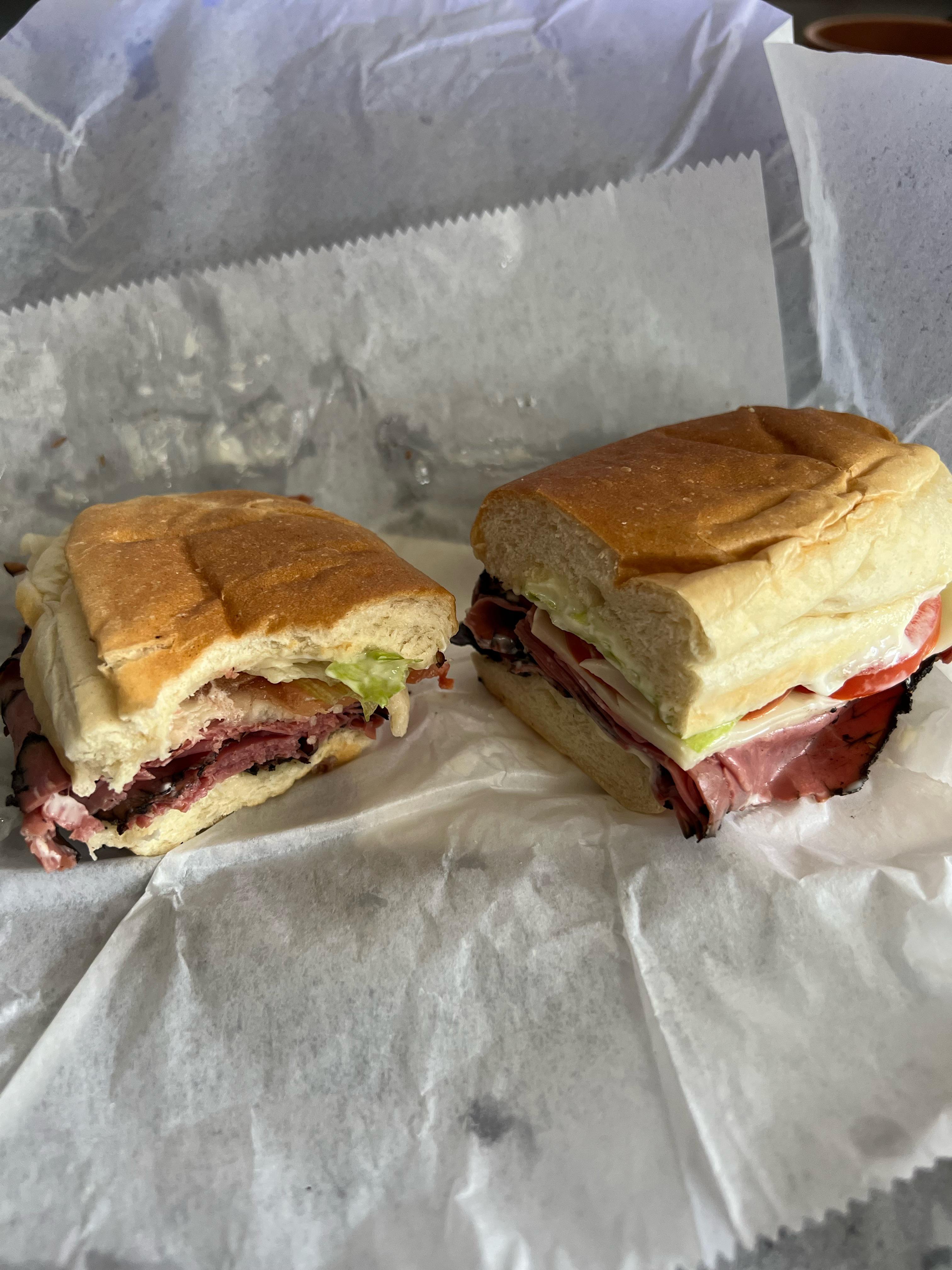 Pastrami and provolone from my local deli. Simple but perfect. Dining