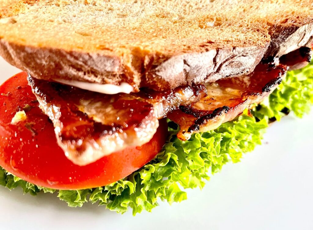 Another BLT. With slightly candied pork belly on toasted sourdough bread.