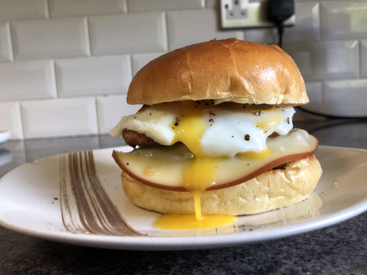 Double sausage patty, smoked cheese and a dripping Boi