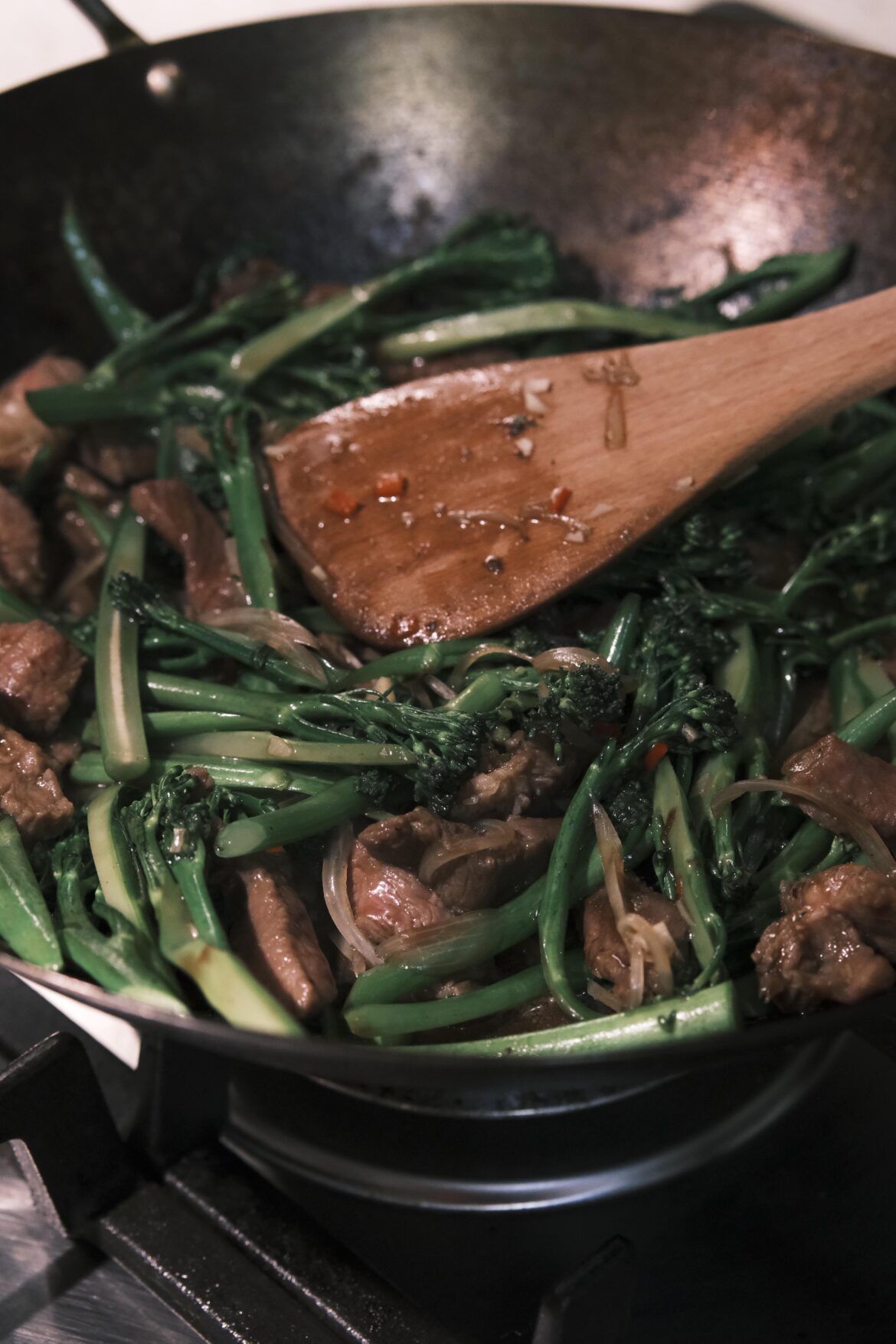 Another cook from “The Wok”. Beef with Broccoli (with added eschalot).