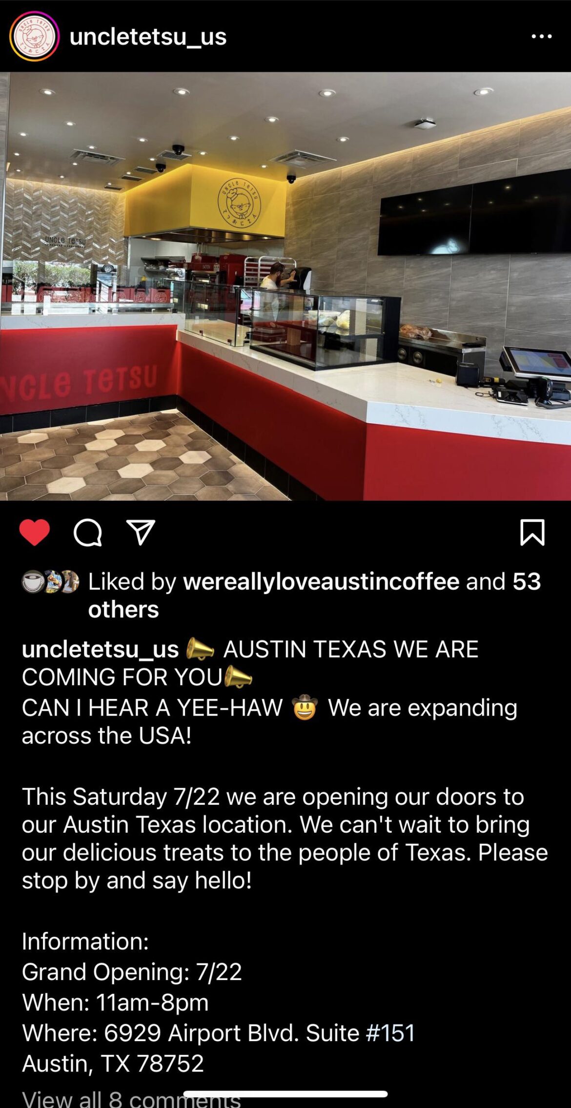 Uncle Tetsu Japanese Cheesecake opening this Saturday 7/22 11-8pm