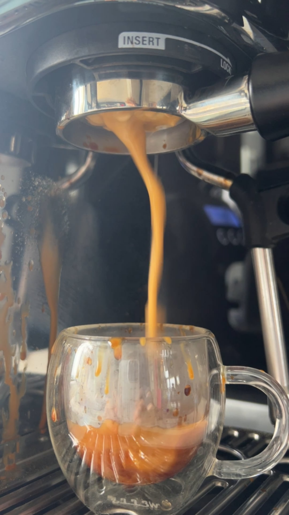 Coffee spraying everywhere