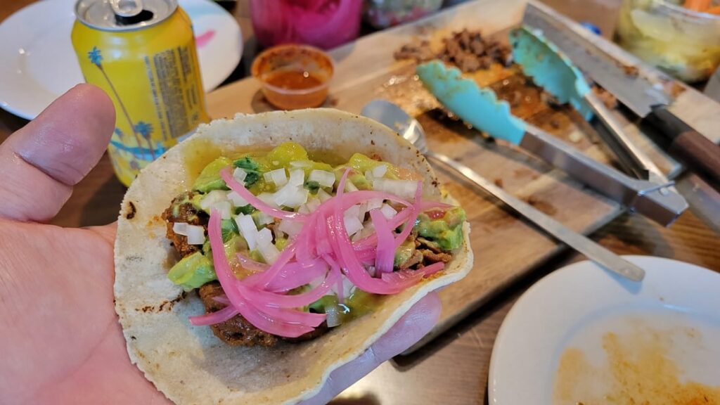 jeuk bokkeum (pork bulgogi) tacos