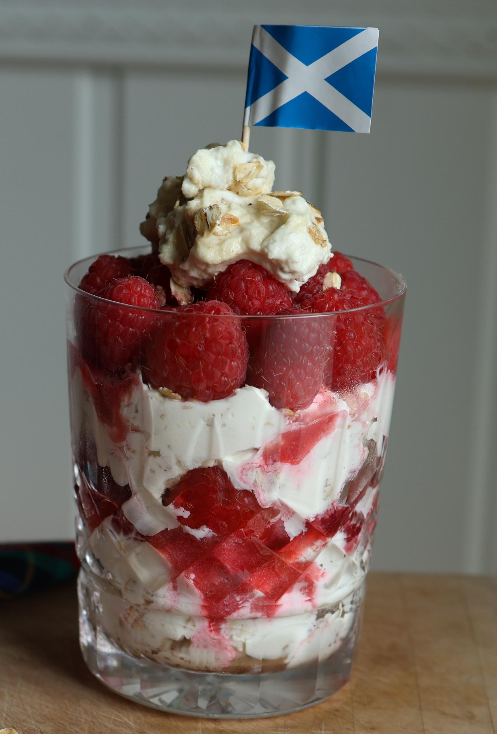 Scottish Cranachan raspberries, whipped cream, honey, whisky, and toasted oats. This was so