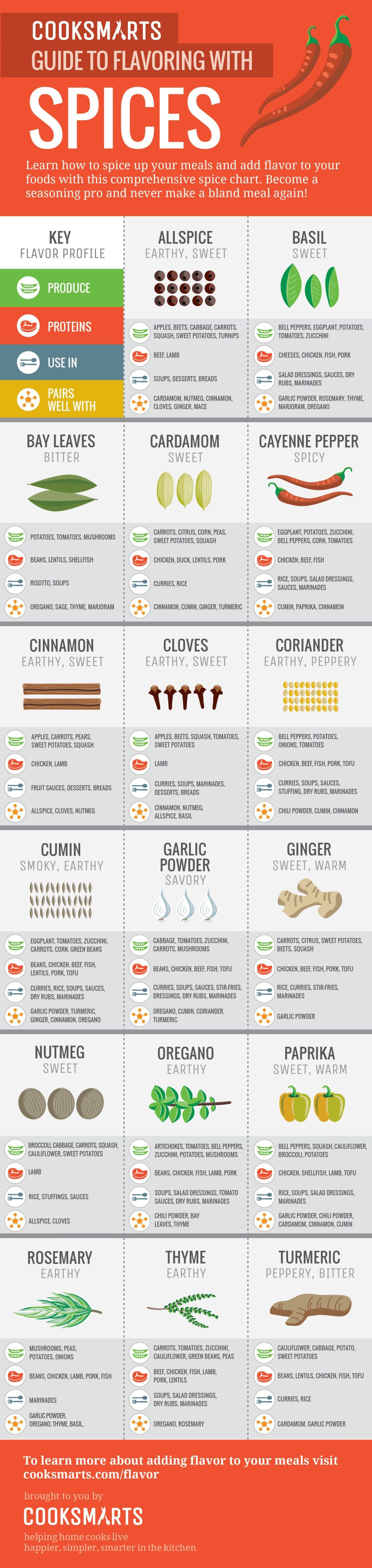Spice/Food Pairings Cheat Sheet (crosspost r/RecipesforBeginners)