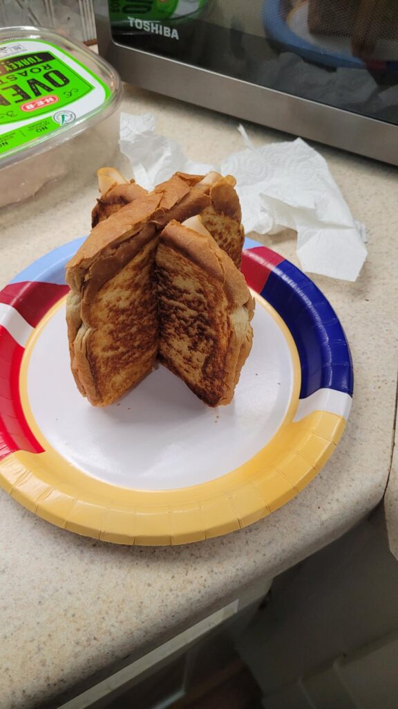 Made a 4 way (sorta) impossible grilled cheese melt