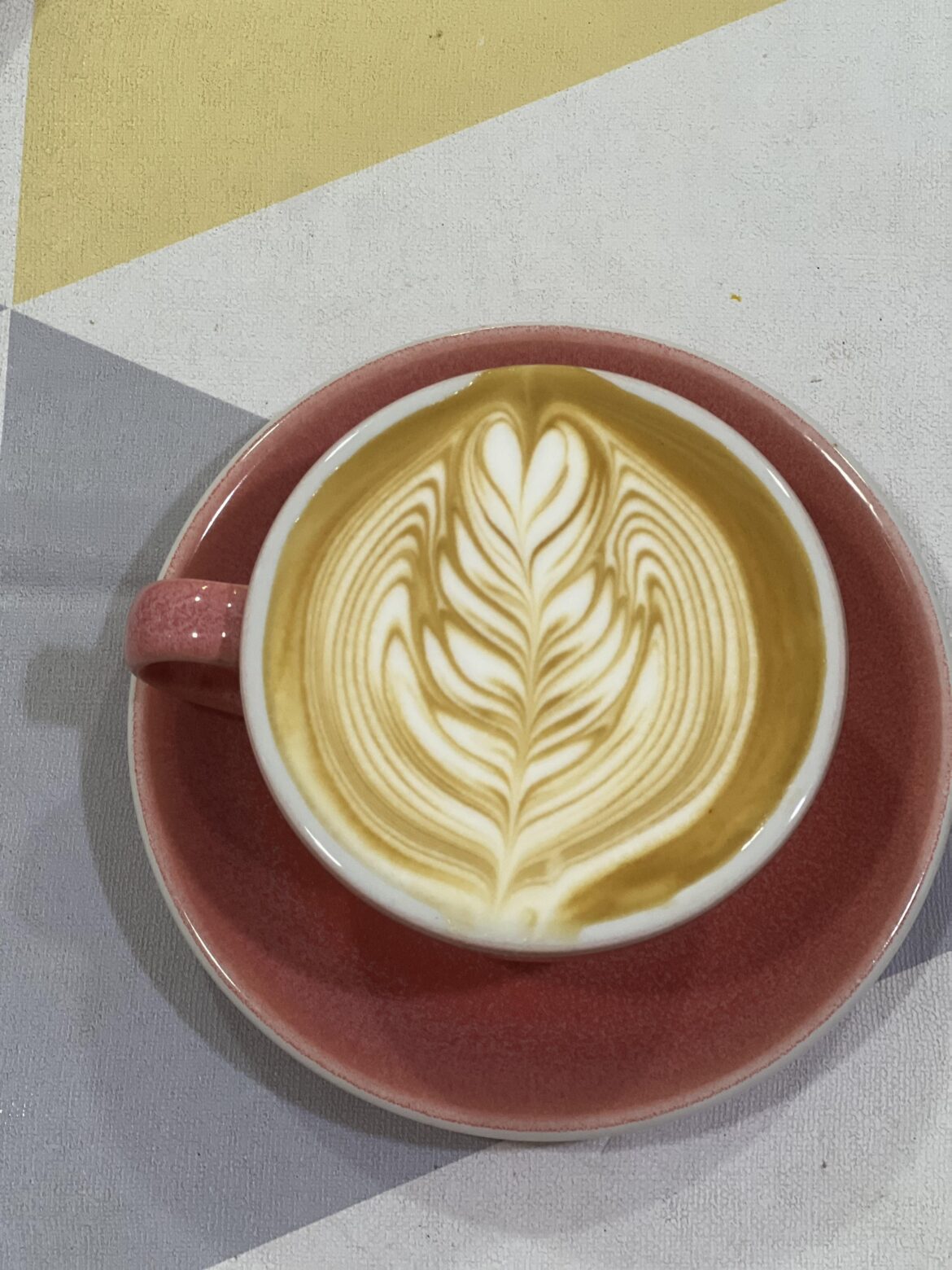 Home barista practices Rosetta latte art