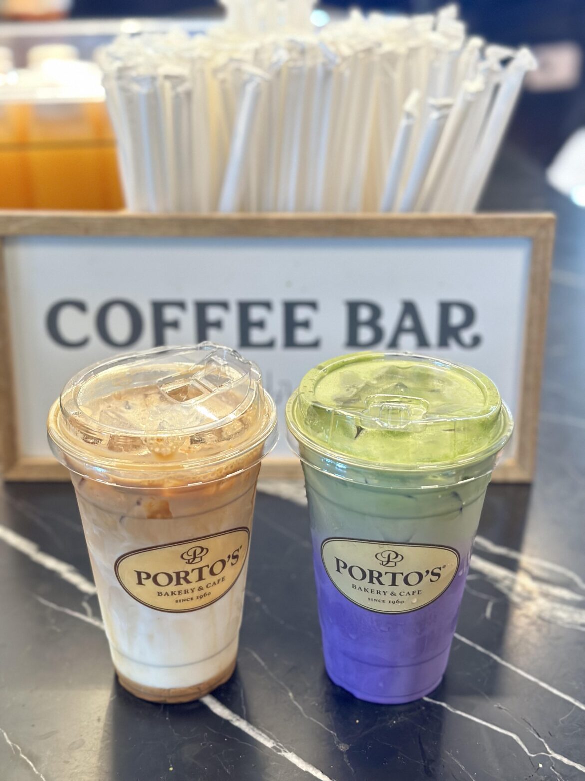 Dulce De Leche Iced Latte and Ube Matcha Iced Latte