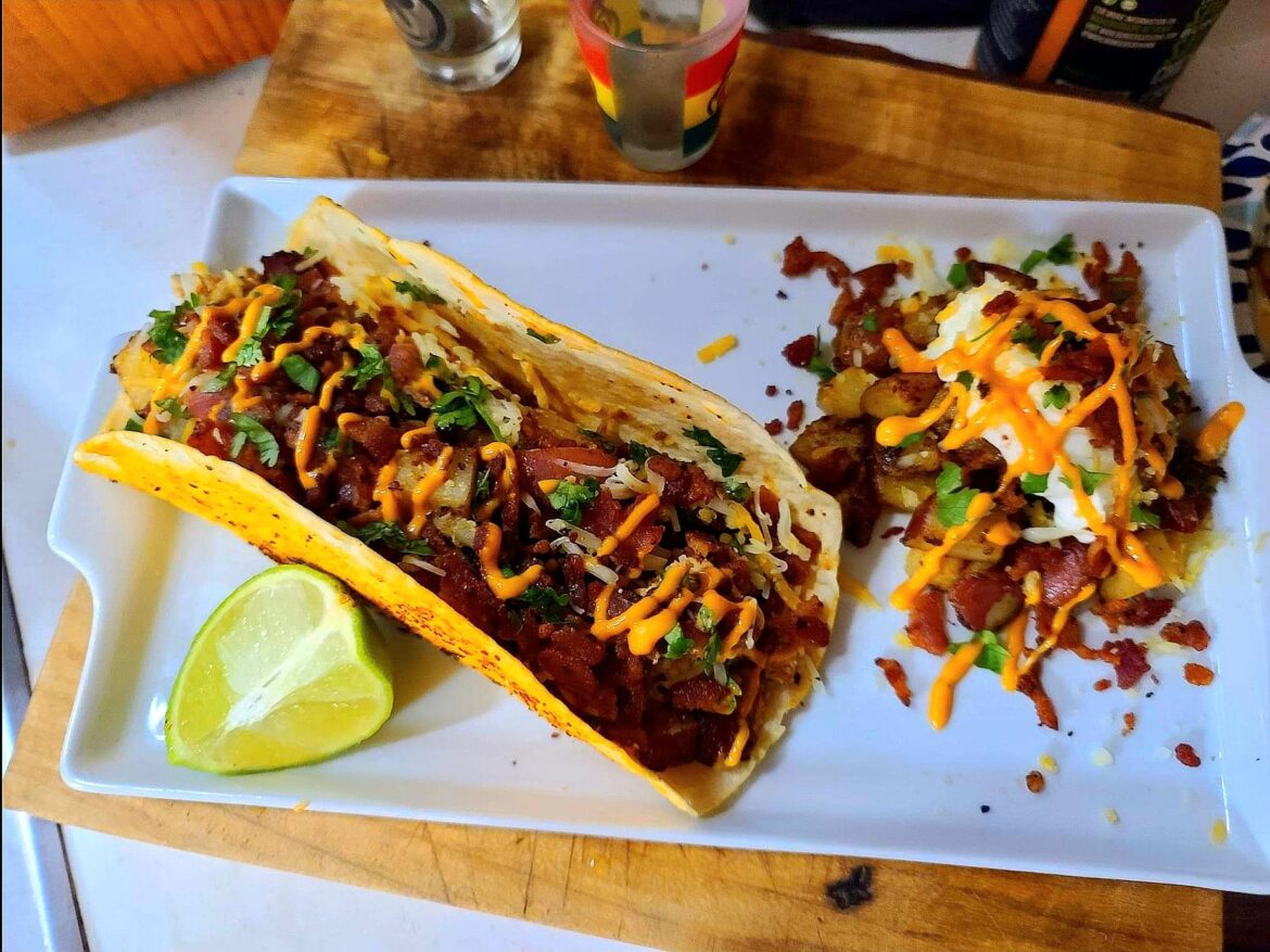 Chicken, Bacon, Chouriço, and Potato Taco