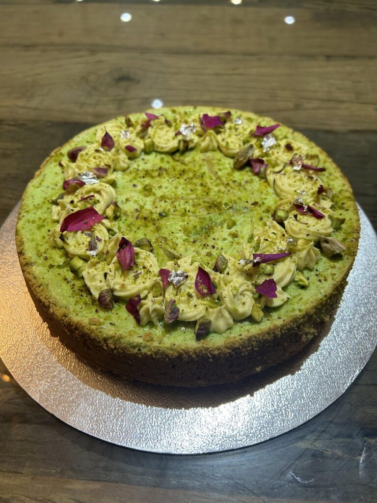 Pistachio kulfi (Indian ice cream) cheesecake