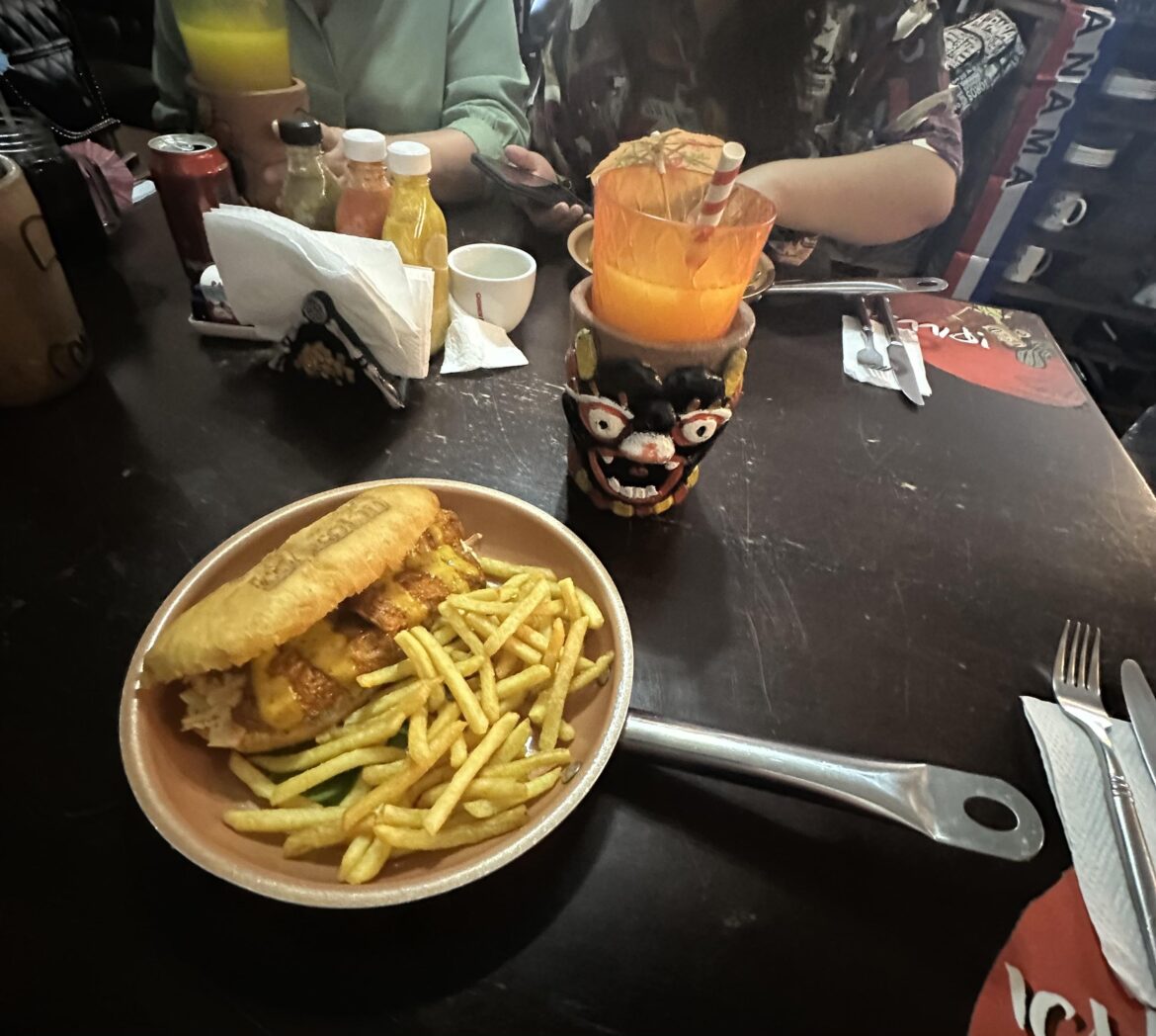 All of our food was served in pots and pans