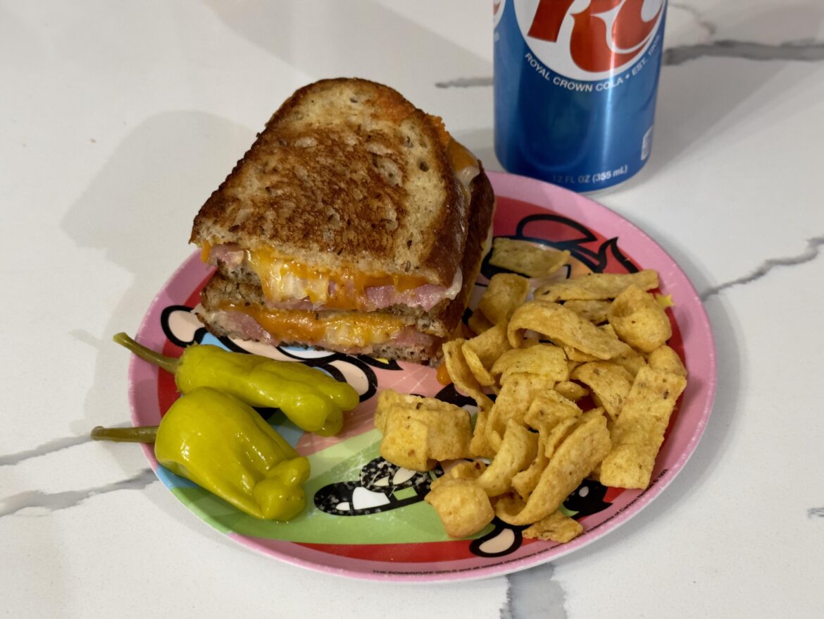 salami, onion, cheddar and jack on rye