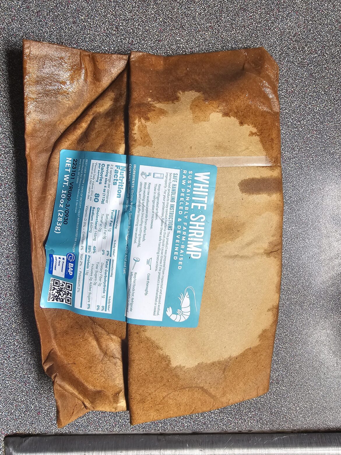 Shrimp package soaked-normal?