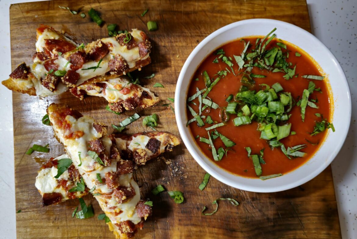 Pepperoni French Bread Pizza & Tomato Soup