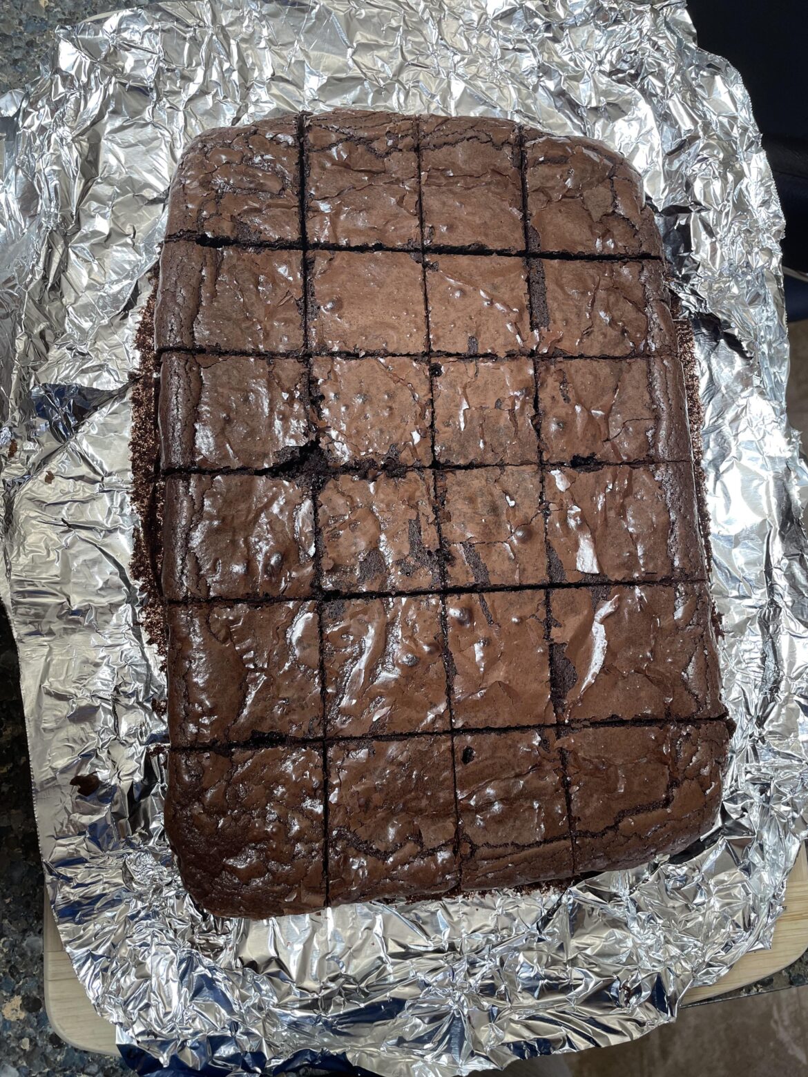 Glossy fudge brownies from Stella Parks' BraveTart for a Jul 4 party (perhaps my favorite recipe of hers)