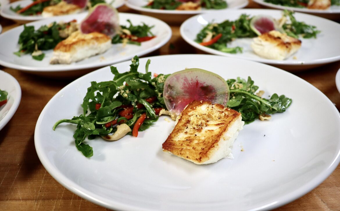 Butter poached halibut