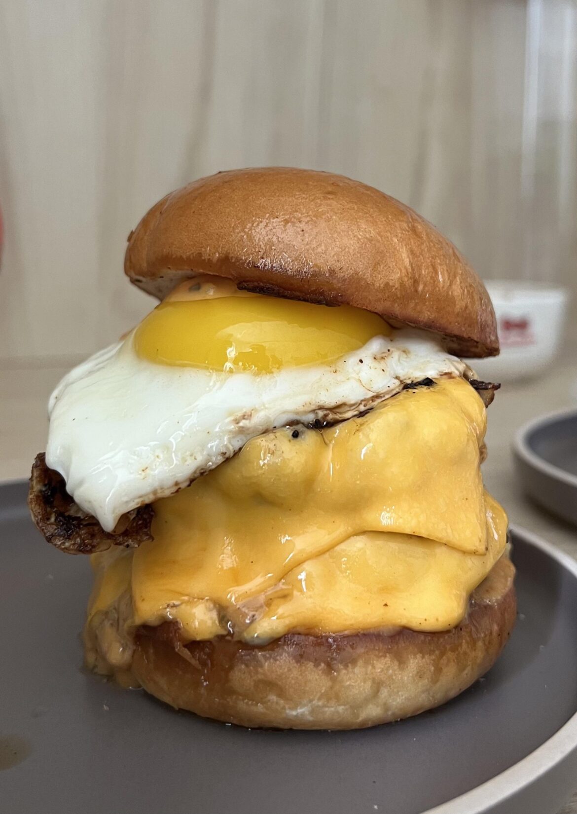 Cheeseburger I made with an egg!