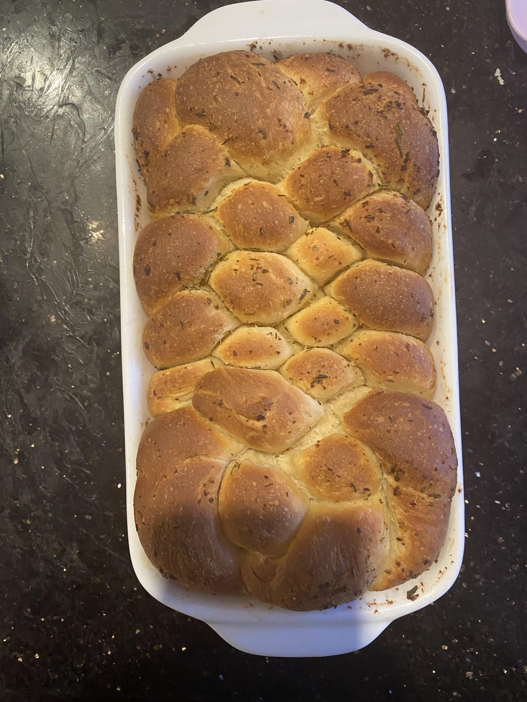 First try braiding bread! Garlic and Rosemary sandwich bread. Dining