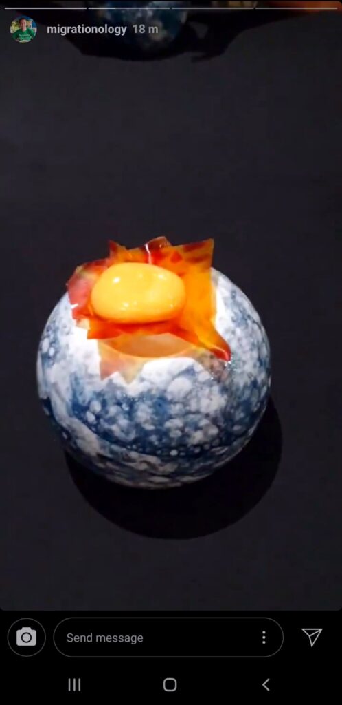 Yogurt served on a stone .