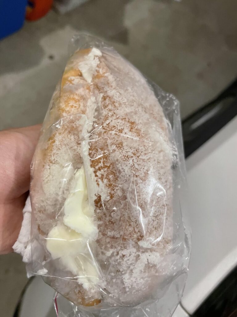 Chinese coconut pastry? Label says it’s 85g, coconut flakes on top and filled with cream
