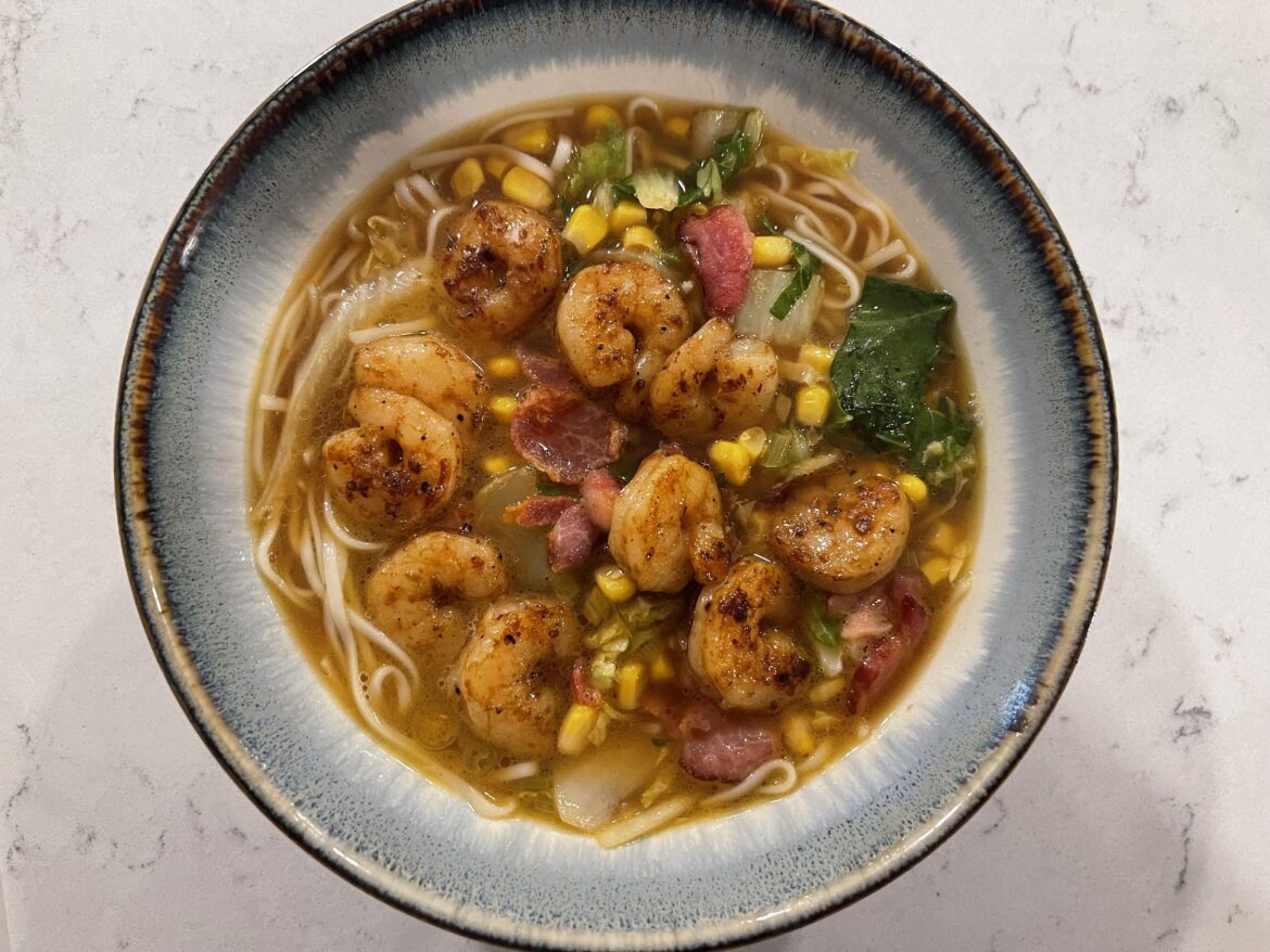 Miso-Sesame Shrimp & Bacon Ramen 10/10